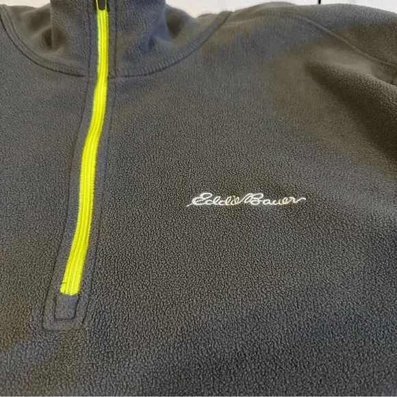 Eddie Bauer 1/4 Zip Long Sleeve Fleece Jacket Men’s Large Jade Green Gray - Picture 4 of 7